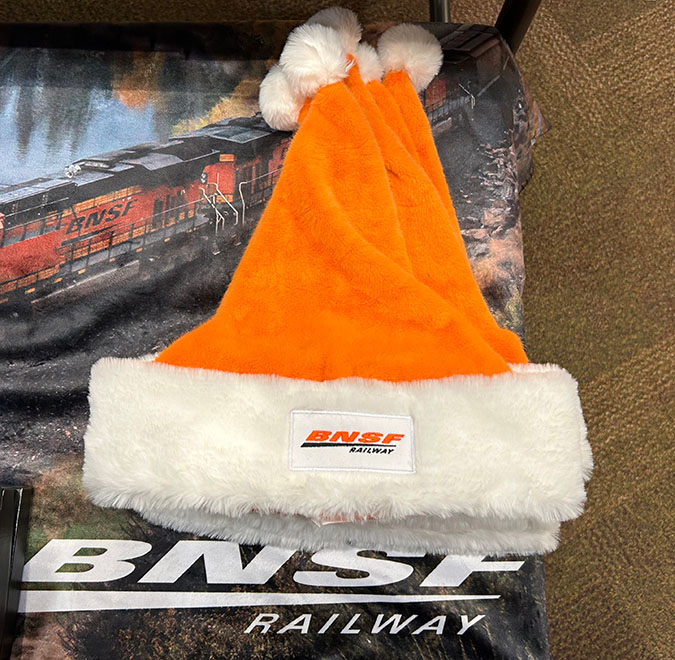 Orange BNSF Railway Santa hat