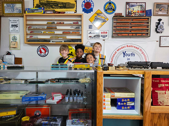 Daecian with his friends and sister Kate at the Youth in Model Railroading store Daecian with his friends and sister Kate at the Youth in Model Railroading store