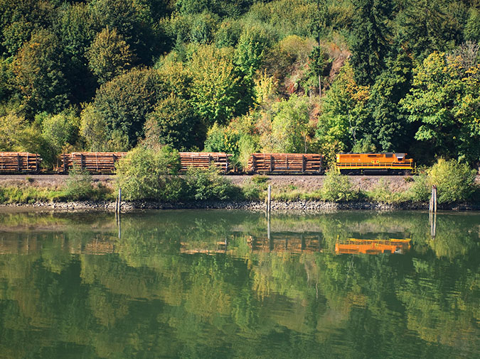 A PNWR train traveling through Lower Columbia River A PNWR train traveling through Lower Columbia River